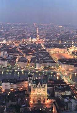 Lyon at night.